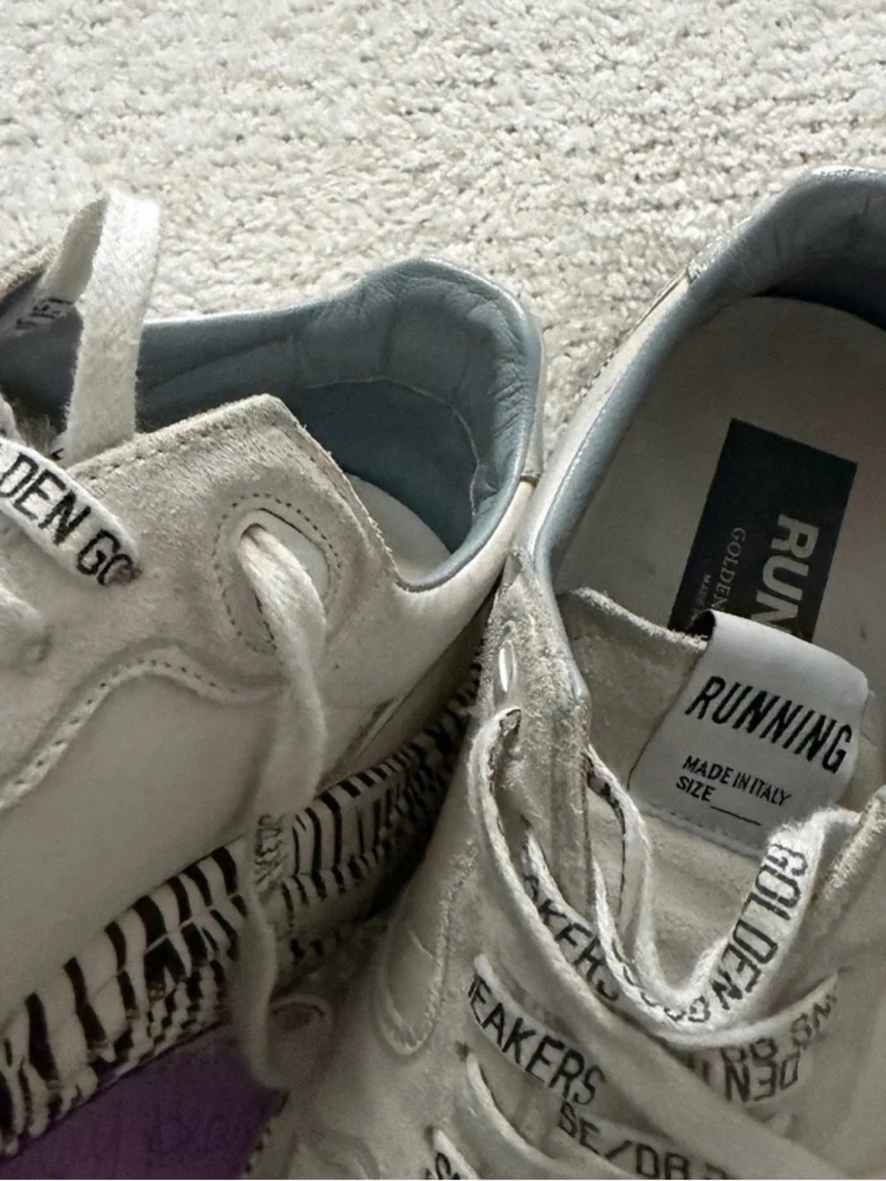 Golden Goose Swarovski Crystal White Sneakers with Zebra-Print Sole - Picture 5 of 7